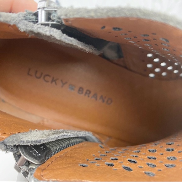 LUCKY BRAND Bayley Gray Perforated Ankle Boot Bootie 8.5 - Picture 9 of 11